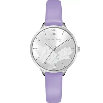 Hodinky SUNDAY ROSE Dámské luxusní designové hodinky SUNDAY ROSE Fashion Pastel Violet SUN-F14 ( )