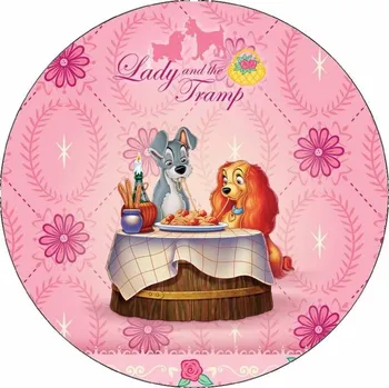 Přisada na vaření a pečení Jedlý papír Lady a tramp u stolu 19,5 cm