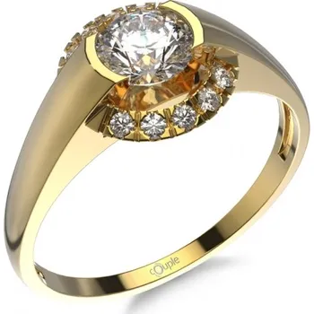 Prsten Couple, Netradiční zásnubní prsten Médea, žluté zlato a&nbsp;zirkony, vel. 59, prům. 18.8 mm, 585-52-1-0506.0Z00.0.59.001