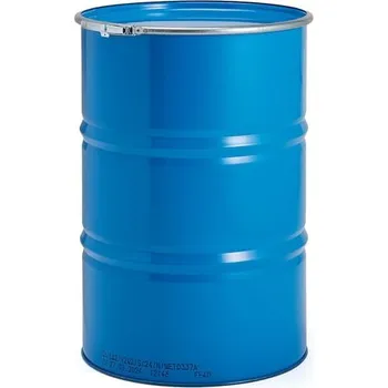 Sorbent Plechový sud 216 l, odnímatelné víko, 0,8 mm, na pevné látky, modrý