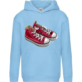 Chlapecká mikina dětská levná mikina, kapuce, Converse tenisky Barva: Sky blue - nebesky modrá, velikost: 164