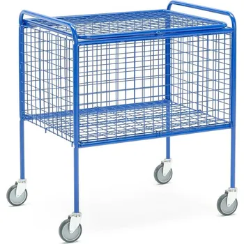 Drátěný vozík VAN, s víkem, modrý