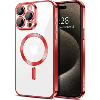 Pouzdro na mobilní telefon Kryt iPhone 15 Pro Max Techsuit Luxury Crystal MagSafe - červený