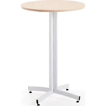 Jídelní stůl Barový stůl SANNA, Ø700x1050 mm, bílá/bříza
