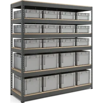 Dílenský regál Regál s přepravkami AJ EURO + COMBO, 20 přepravek