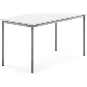 Jídelní stůl Stůl BORÅS, 1400x700x720 mm, stříbrné nohy, HPL deska, bílá