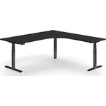 Výškově nastavitelný stůl QBUS, rohový, 2000x2000 mm, černá podnož, černá