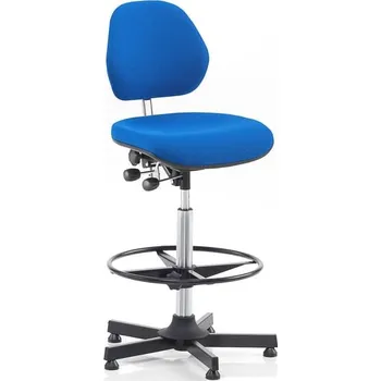 ESD Pracovní židle AUGUSTA, 650-900 mm, opěrný kruh, textilní potah, modrá