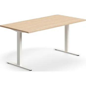 Psací stůl Psací stůl QBUS, T-nohy, 1600x800 mm, bílá podnož, dub