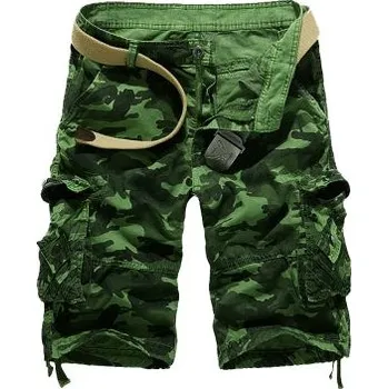 Pánské kraťasy Maskáčové pánské šortky cargo military s páskem Barva: Zelená, Velikost: 32