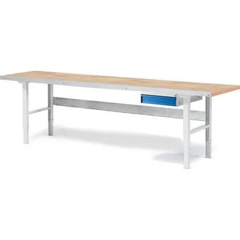 Dílenský stůl Dílenský stůl SOLID, 2500x800 mm, nosnost 750 kg, 1 zásuvka, dubový povrch