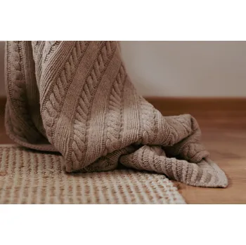 deka Wooline Pletená deka Olivia, kávově hnědá, 100% Australské Merino hebká, gramáž 550g/m2