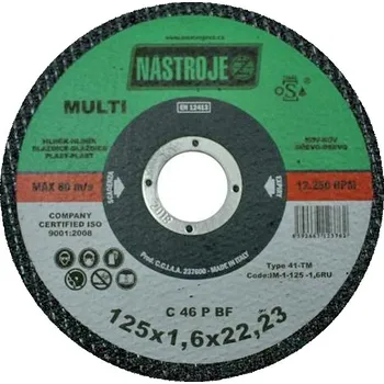 Řezný kotouč Řezný kotouč 125x1,6mm C46P na hliník, plasty, dlaždice a dřevo IM-1-125-1,6RU