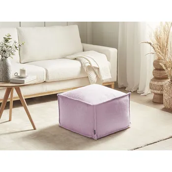 Taburet Puf růžový bavlněný EPS kuličky čtvercový podnožka taburet obývací pokoj ložnice doplněk Beliani