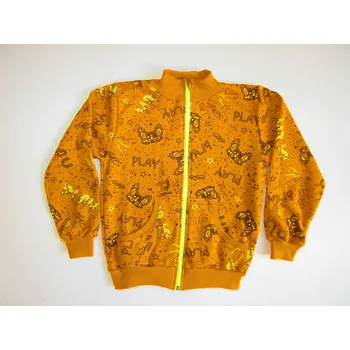 Dívčí mikina Arex, ČR Bavlněná mikina celopotisk barevný zip 2 Barva: hořčicová, Velikost: 128