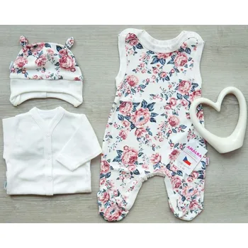 Kojenecká souprava AMÁLKA Kojenecká souprava květy s kabátkem Velikost: 62