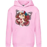 dětská levná mikina, kapuce, motýlek Barva: Pink - růžová, velikost: 128