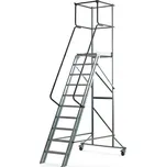 Pojízdný plošinový žebřík ALOFT, 10 příček, výška 2000 mm