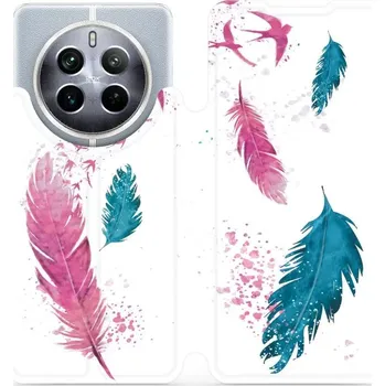 Pouzdro na mobilní telefon Flipové pouzdro Mobiwear - Realme 12 5G - MR08S Pírka (Knížkové flip pouzdro, obal, kryt na mobil Realme 12 5G - MR08S Pírka, materiál Umělá kůže + TPU - ochrana 360°, stojánek, silikonová vanička, magnetické zavírání)