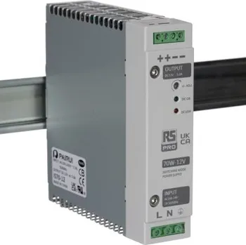 spínaný zdroj RS PRO Spínaný Napájecí zdroj na lištu DIN, počet výstupů: 1, výstup: 12V dc, 5A, vstupní: 230V ac,70W