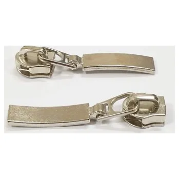 Zip Jezdec kovový s taháčkem, v.5 do spirálového zipu - stříbrný