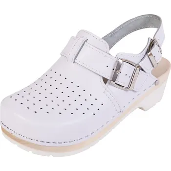 Dámská zdravotní obuv Buxa Zdravotní dřeváky FPU26 s páskem kolem paty - Bílá Velikost: 38
