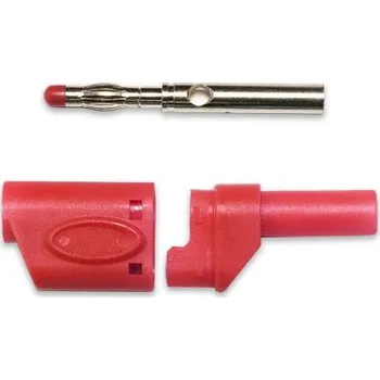 Krokosvorka Banánek, 20A, 4 mm, Červená, Samec, materiál kontaktu: Beryliová měď Banánek