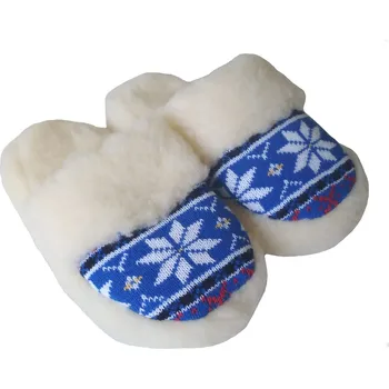 Oblečení a móda Ovčí Věci Barefoot TV pantofle Norsko z ovčí vlny merino modrá, Velikost EU 45 - 46