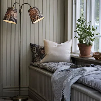 Lampička PR Home stojací lampa Amy brass Sofia Dahlia brown 150cm 2flg. - Stínidlo - Ø 20 cm, výška 19 cm; Ø podstavce 24,5 cm; délka kabelu 190 cm hnědá, starožitná mosaz 2 x 40 W - Doprava zdarma