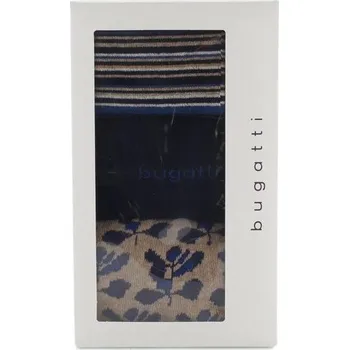 Pánské ponožky Bugatti ponožky v krabičce modré/béžové vzorované 3pack/box 6394X - 43-46 | P690554