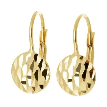 Náušnice Náušnice ze žlutého zlata gravírovaná kolečka NA1603F + DÁREK ZDARMA