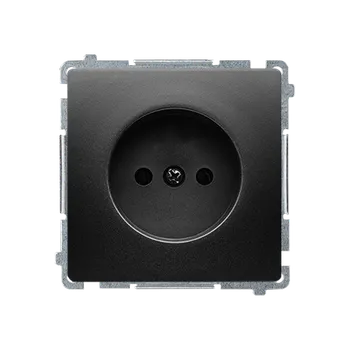 Elektrická zásuvka Simon Basic BMG1Z.01/49 Zásuvka 1 násobná (přístroj s krytem), bez uzemnění, se clonkami, 16 A / 250 V~, šroubové svorky černá matná