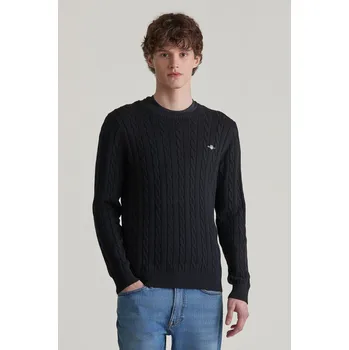 Pánský svetr SVETR GANT COTTON CABLE C-NECK BLACK