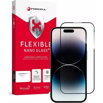 Ochranné pružné sklo Forcell Flexible Nano Glass pro Apple iPhone 14 Pro na celý displej s aplikátorem (5903396163005) (Ochrana displeje Forcell Flexible Nano Glass 5D for iPhone 14 Pro 6,1" black)