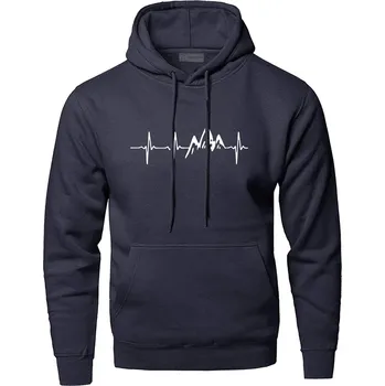 Pánská mikina Unisex mikina hory Mountain Heartbeat Barva: Tmavě Modrá, Velikost: XL