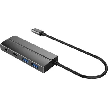 USB hub PremiumCord USB 3.1 hub, USB-C, 2x USB-A + 2x USB-C, hliníkový