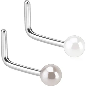 Piercing Piercingate Piercing do nosu PNO00260 - Barva/Motiv: Bílá, Délka tyčky: 6 mm, Kuličky: 2 mm, Průměr tyčky: 0,8 mm