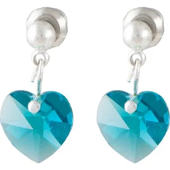 Náušnice Náušnice se Swarovski Elements, visací, tvar srdce, světle modrá, 793902 BLUE ZIRKON