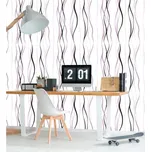 DIMEX | Vliesová tapeta na zeď Dimex Line WP-014-02 | 0,75 x 10 m | fialová, bílá, černá + Vliesová tapeta na zeď Dimex Line WP01403 v rozměru 0,75 x 10 m