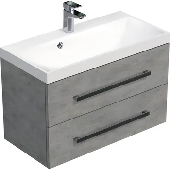 Koupelnový nábytek Koupelnová skříňka s umyvadlem SAT Cube Way 80x53x40 cm beton CUBE280ZBE