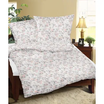 Povlečení Povlečení krepové 140x200,70x90 cm růžovošedá květinka