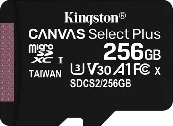 Paměťová karta Kingston Canvas Select Plus microSDXC 256 GB UHS-I U1 V30