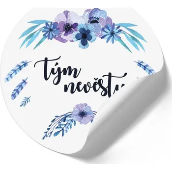 Samolepící dekorace Samolepka - kruh Tým nevěsty - peříčka