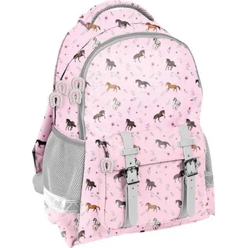 Školní batoh Paso Školní batoh s přezkami růžový/koně