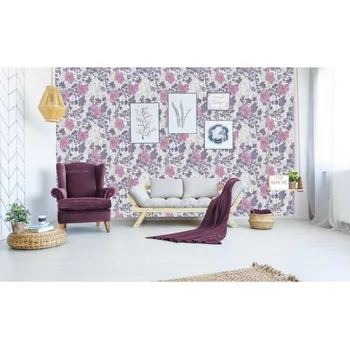 Tapeta DIMEX | Vliesová tapeta na zeď Dimex Line WP-045-01 | 0,75 x 10 m | vícebarevná, krémová, fialová, růžová + Vliesová tapeta na zeď Dimex Line WP04601 v rozměru 0,75 x 10 m