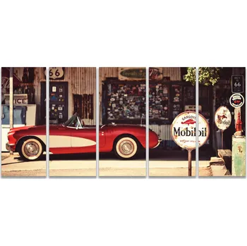 Obraz Malvis ® Obraz Americká benzinová pumpa Velikost: pětidílný obdélník - 100x45 cm