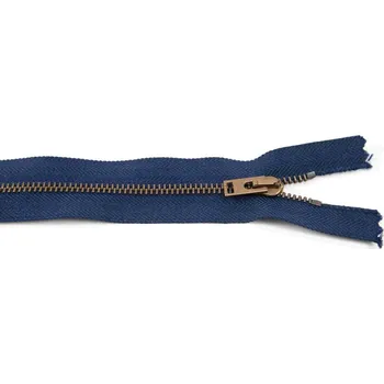 Zip Nedělitelný kovový starokovový zip č.3 více barev - délka (10 - 20 cm) 12 cm Tmavě modrá