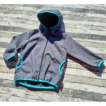 Softshellová bunda Yháček LONG, zimní, šedá/tyrkysová Velikost: 92