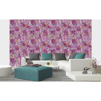 Tapeta DIMEX | Vliesová tapeta na zeď Dimex Line WP-079-01 | 0,75 x 10 m | vícebarevná, růžová, žlutá + Vliesová tapeta na zeď Dimex Line WP08001 v rozměru 0,75 x 10 m