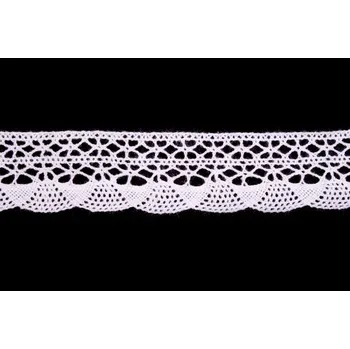 Krajka Krajka bavlněná 75077 paličkovaná šíře 32mm bílá (30m/bal.)